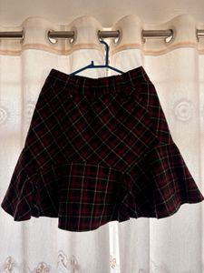 Plaid Ruffle Hem Skirt