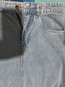 Light Wash Denim Maxi Skirt with Slits
