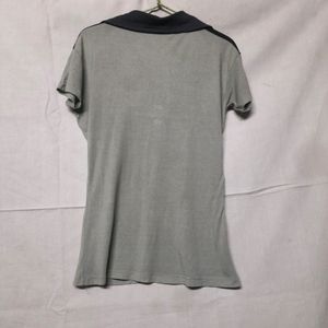 Girl's Korean Green Top Black Collar Casual Tshirt