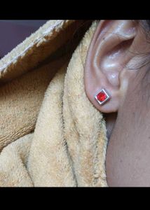 Sparkling Red Gemstone Stud Earrings