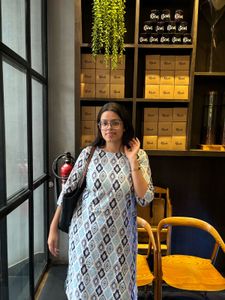Blue Geometric Print Kurta