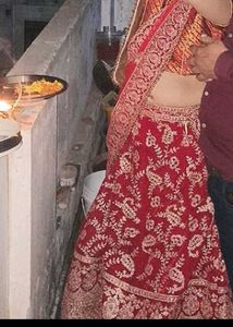Stunning Red Embroidered Lehenga Choli Set