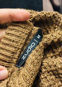 Brown Waffle Knit Sweater