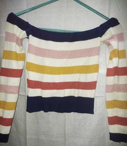 Striped Off-Shoulder Knit Top