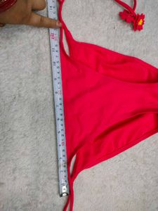 Vibrant Red Bikini Bottom with Flower Accents 🖤