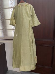 Light green ethnic dress with detachable jacket