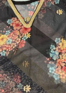 Sheer Floral kaaftan with Sequin