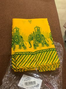 Yashika Brand New Saree Inside Blouse 5.5 M With Tag Yellow Green Printed Saree . It Can Be Used For Daily Wear For Comfortable Too Soft Saree When You Wear Will Give Elegant Look