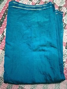 Beautiful Teal Saree with Striped Pattern