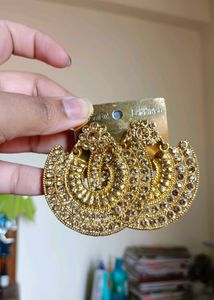 Golden Big Beautiful Chandbali Earrings Women