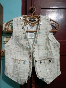 Chic Tweed Embellished Vest