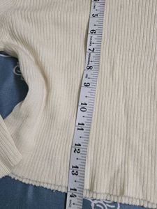 Cream Ribbed Turtleneck Sweater