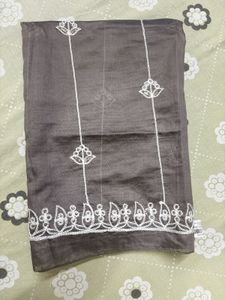 Embroidered Grey Scarf