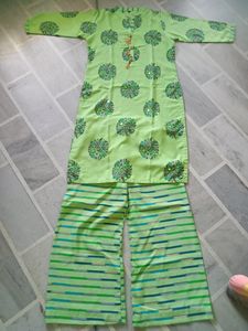 Green Printed Kurta Pant Set