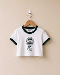 White Sports Club Cropped Ringer crop top