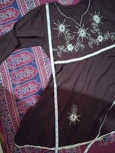 Brown Embroidered Kurta