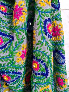 Grey Embroidered Dupatta