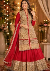 Red and Golden Lehenga Set