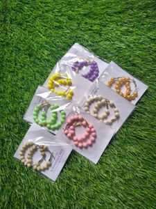 Colorful Beaded Hoop Earrings Set ( Pack of 5 Pair