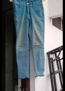 Light Blue Frayed Hem Jeans
