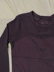 Brown Mesh Long Sleeve Crop Top