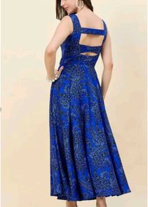 Stunning Blue Paisley Print Maxi Dress
