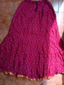 Vibrant Pink Bandhani Print Ethnic Skirt brand new