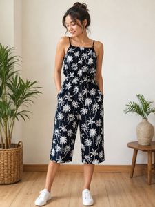 Chic Palm Print Jumpsuit