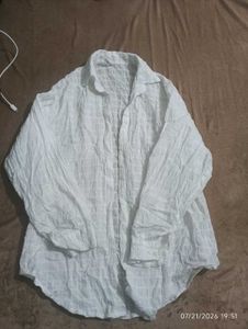 Crisp White Textured Button-Up Shirt