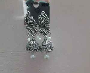 Oxidized Pearl Jhumka Earring