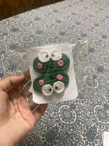 Cute Handmade Crochet Frog Hair Clips