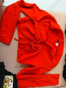 H&M Divided Orange Ring Front Top