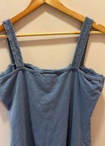 Lace Trimmed Blue Cami Top