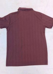 Burgundy Zip Neck Polo  tshirt unisex