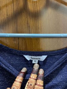 Sparkly Blue Bell Sleeve Dress
