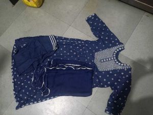 Stylish Blue Cotton Kurta Set with Dupatta