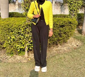 Pinteresty Korean Yellow Knit Cardigan