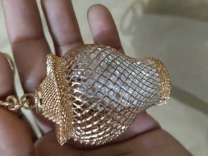 Gold Mesh Keychain with Crystal Accent