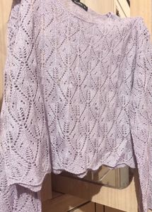 Cropped Lace Knit Sweater