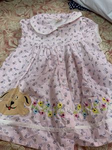 Cute Yellow  Print Baby Dress