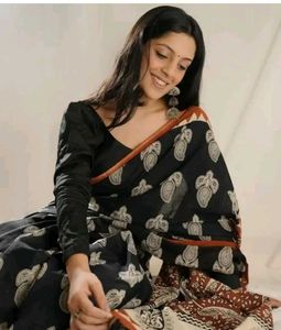 Elegant Black Printed Saree