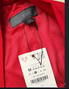 ZARA Elegant Red Ruched Midi Dress