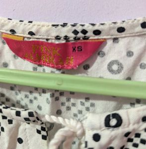 Pink Animalia White &amp; Black Print Top