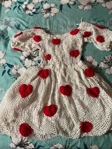 White Crochet Heart Tunic &amp; Dress Set couple dres