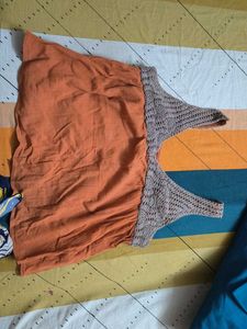 Orange Crochet Accent Tank Top