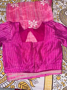 Cotton Pink Embroidered Saree
