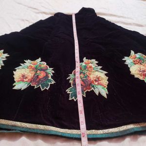 Velvet Floral Embroidered Skirt