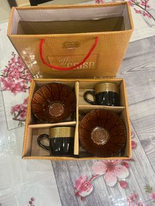 New Golden Black vintage—  Tea Cup &amp; Bowl Set