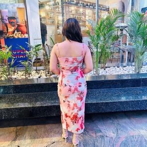 Chic Pink Floral Print Bodycon Dress