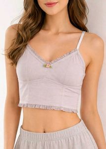 Pink Stripe Frill Strap Bralette